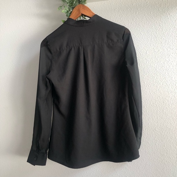 Storee Black Sheer Long Sleeves Button-Up Blouse Small - Picture 4 of 9